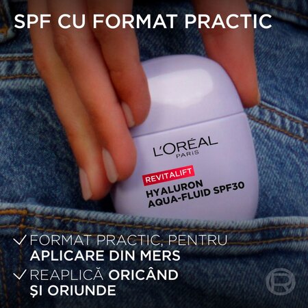 Fluid redensificator hidratant cu factor de protectie solara SPF 30 Revitalift Filler Aqua, 40 ml, LOreal 715676