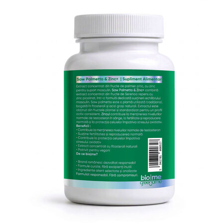 Saw Palmetto si Zinc+, 30 capsule, Biome 727942