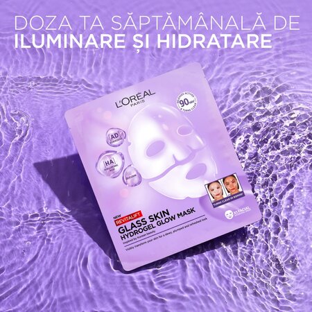 Masca hidrogel pentru iluminare Revitalift Filler Glass Skin, 25 g, LOreal 715731