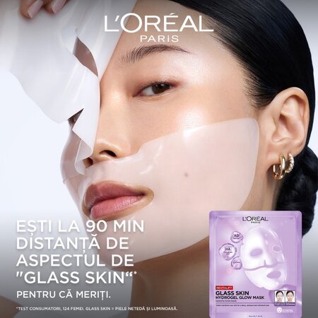 Masca hidrogel pentru iluminare Revitalift Filler Glass Skin, 25 g, LOreal 715724
