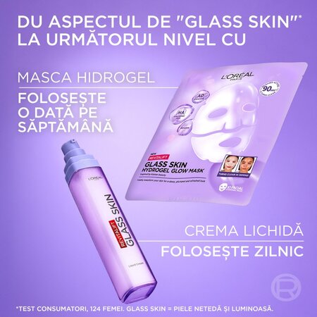 Masca hidrogel pentru iluminare Revitalift Filler Glass Skin, 25 g, LOreal 715730