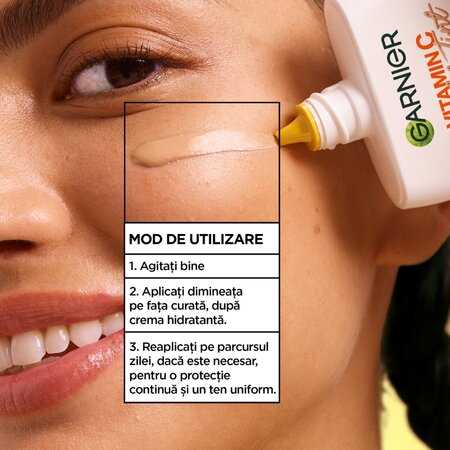 Fluid nuantator cu protectie solara SPF 50+ Nuanta Medie Vitamin C Wonder Tint, 40 ml, Garnier 715754