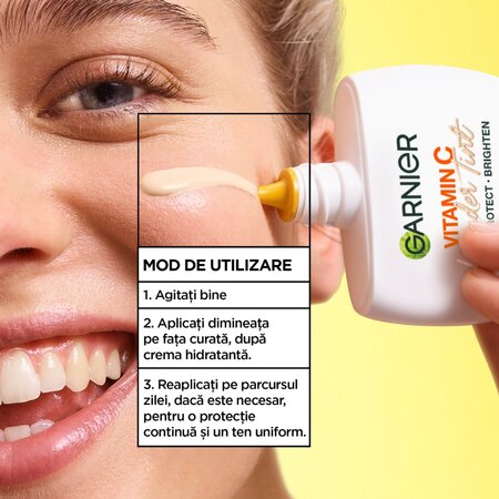 Fluid nuantator cu protectie solara SPF 50+ Nuanta Deschisa Vitamin C Wonder Tint, 40 ml, Garnier 715744