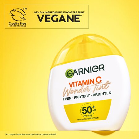 Fluid nuantator cu protectie solara SPF 50+ Nuanta Deschisa Vitamin C Wonder Tint, 40 ml, Garnier 715746