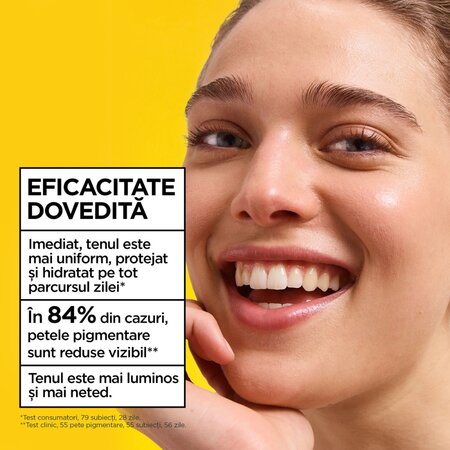 Fluid nuantator cu protectie solara SPF 50+ Nuanta Deschisa Vitamin C Wonder Tint, 40 ml, Garnier 715742