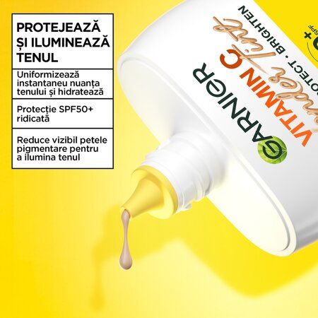 Fluid nuantator cu protectie solara SPF 50+ Nuanta Deschisa Vitamin C Wonder Tint, 40 ml, Garnier 715741