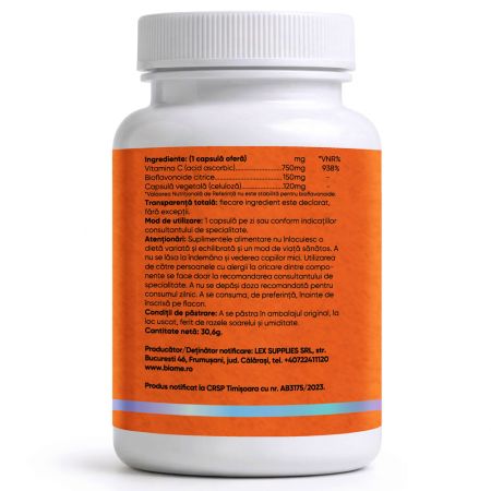 Vitamina C, 750mg+, 30 capsule, Biome 715833