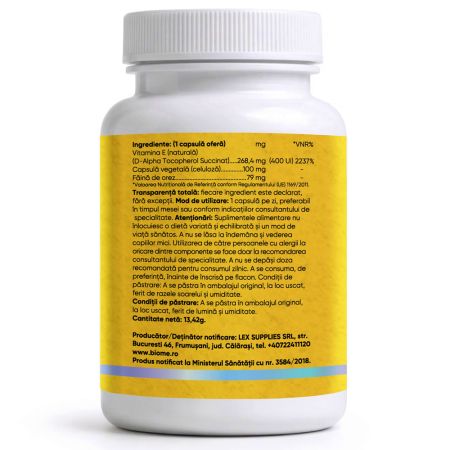 Vitamina E, 400UI+, 30 capsule, Biome 715856