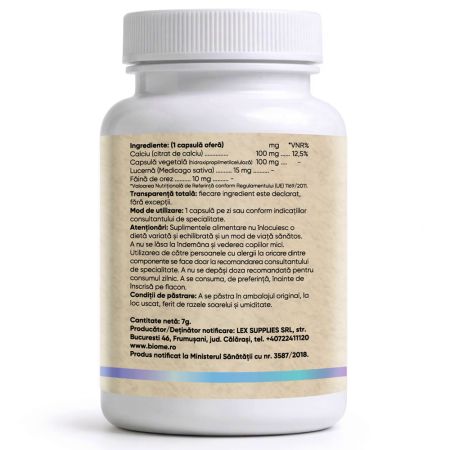 Calciu Citrat, 100mg+, 30 capsule, Biome 715933
