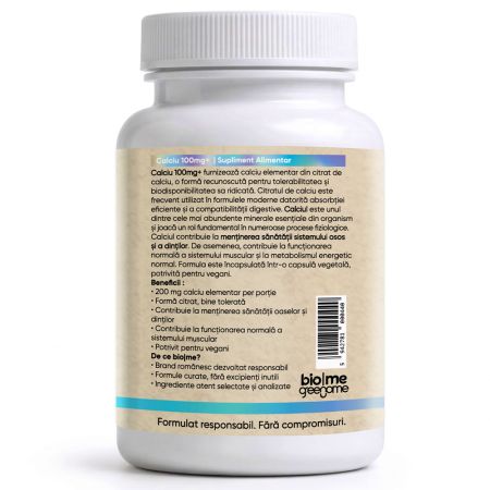 Calciu Citrat, 100mg+, 30 capsule, Biome 715932