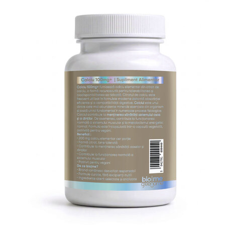 Calciu Citrat, 100mg+, 30 capsule, Biome 728102