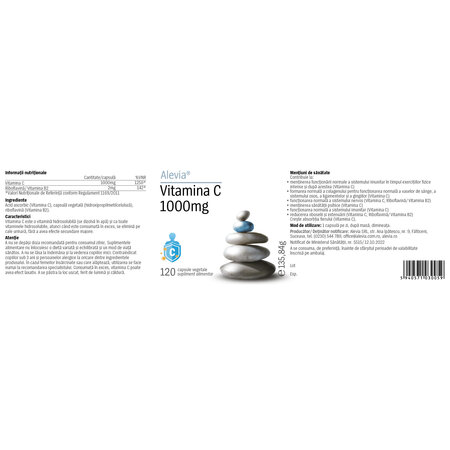 Vitamina C, 1000 mg, 120 capsule vegetale, Alevia 716028