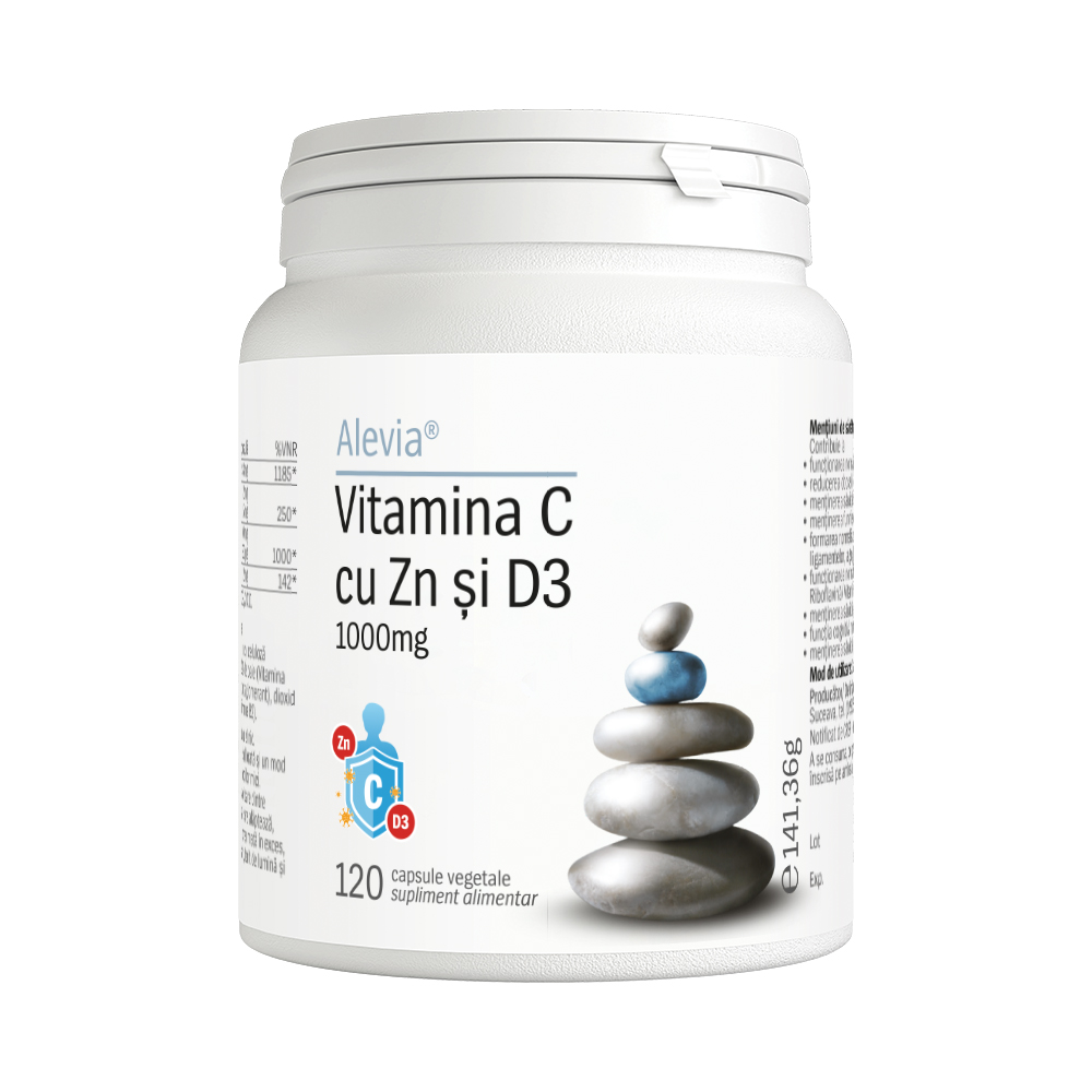 Vitamina C cu Zn si D3, 120 capsule vegetale, Alevia