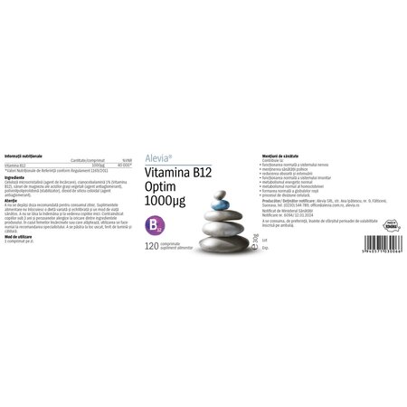 Vitamina B12 Optim, 1000 mcg, 120 capsule vegetale, Alevia 716042