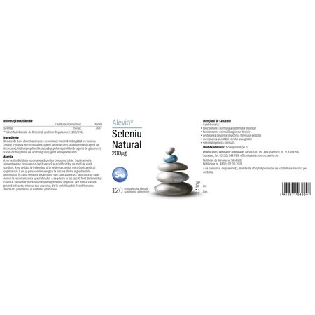 Seleniu Natural, 200 mcg, 120 comprimate filmate, Alevia 716045