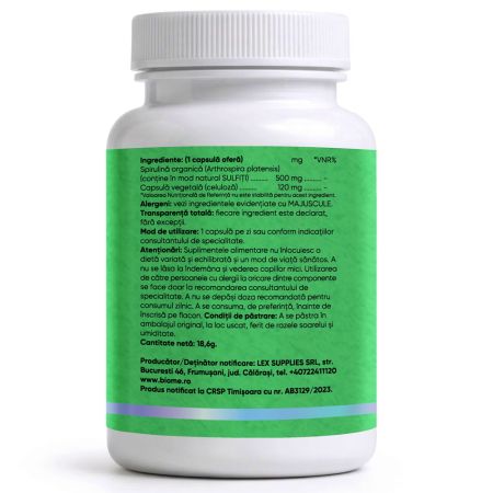 Spirulina, 500mg+, 30 capsule, Biome 716053
