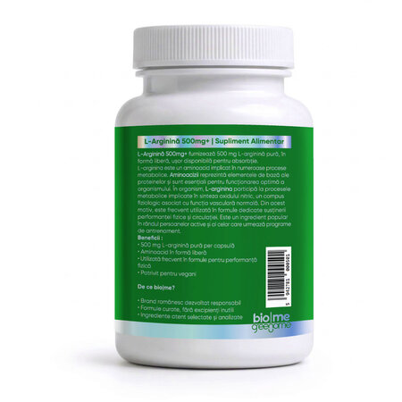 L-Arginina, 500mg+, 30 capsule, Biome 728276
