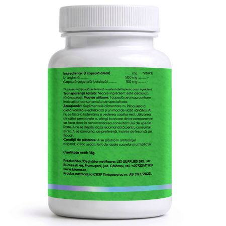 L-Arginina, 500mg+, 30 capsule, Biome 716065