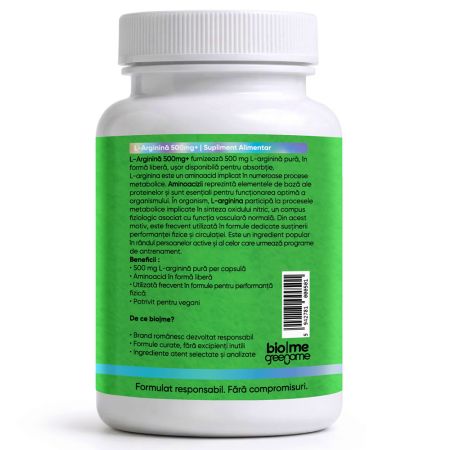 L-Arginina, 500mg+, 30 capsule, Biome 716064