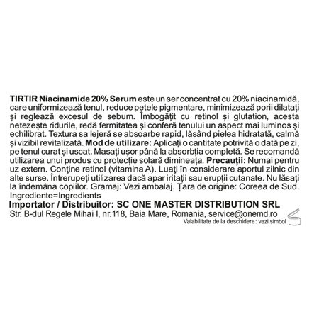Ser de fata cu 20% niacinamide si retinol, 30 ml, Tirtir 716070