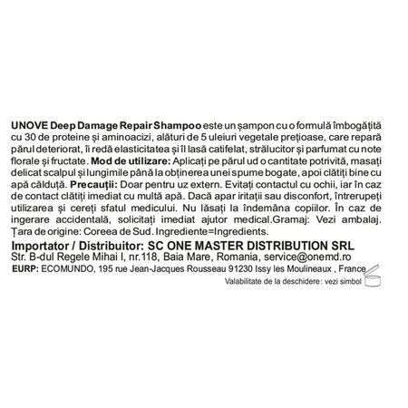 Sampon reparator pentru par deteriorat Deep Damage Repair, 500 ml, Unove 716253