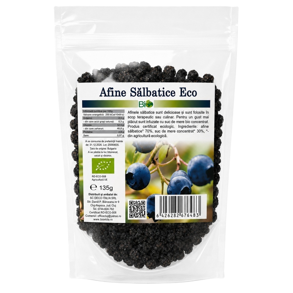 Afine salbatice eco suc de mere, 135 g, Deco Italia
