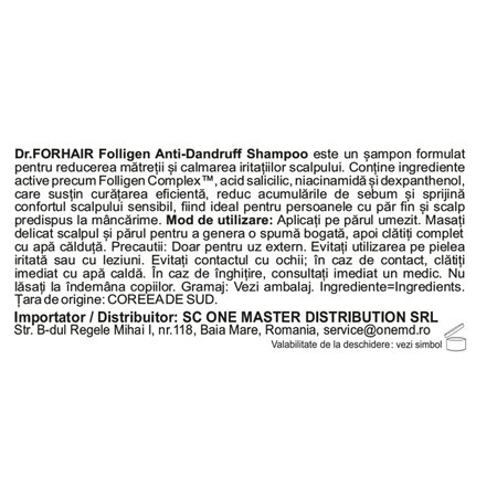Sampon anti-matreata pentru par fin Folligen, 500 ml, Dr. Forhair 716342