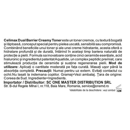 Toner hidratant cu 5 tipuri de ceramide Dual Barrier, 150 ml, Celimax 716348