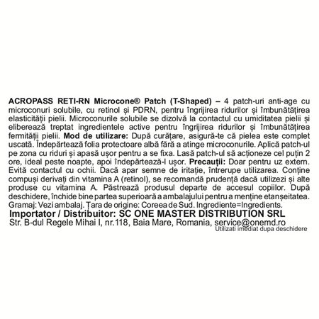 Plasturi cu microcone si retinol Reti-Rn T-Shape, 4 bucati, Acropass 716662