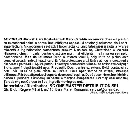 Plasturi anti-imperfectiuni cu microcone Blemish Care, 8 bucati, Acropass 716695