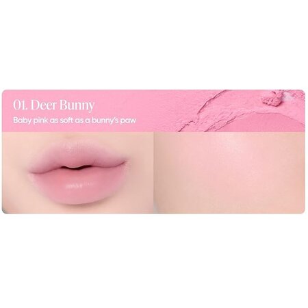 Fard de obraz si ruj 2 in 1 Romantic Blush Lip and Cheek 01 Dear Bunny, 3.7 g, Banila Co 716764