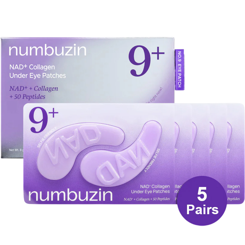 Plasturi pentru ochi cu colagen No.9 NAD+ Under Eye Patches, 5 perechi, Numbuzin