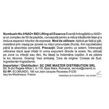 Esenta lifting pentru fermitate si elasticitate cu NAD+ No. 9 Bio Lifting-sil, 50 ml, Numbuzin 716912