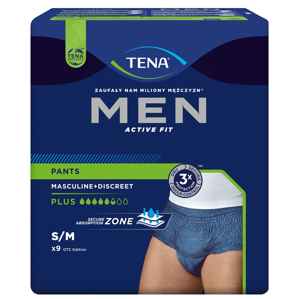 Scutece tip chilot pentru barbati Active Fit Pants Plus Blue Men, S/M, 9 bucati, Tena