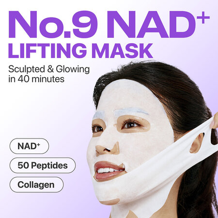 Masca servetel revitalizanta cu NAD+ pentru fata si gat No.9 Bio Lifting-sil, 20 ml + 28 ml, Numbuzin 716927