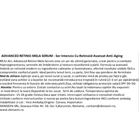 Ser cu Hydroxypinacolone Retinoate (HPR) si Niacinamida Advanced Retino-Mela, 30 ml, Dr. Reju-All 722705