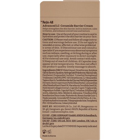 Crema hidratanta cu ceramide si niacinamida Advanced LC-Ceramide Barrier, 50 ml, Dr. Reju-All 717071