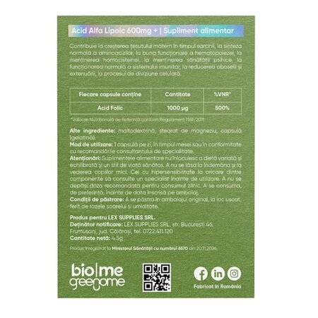 Acid Folic, 30 bucati, Biome 717082