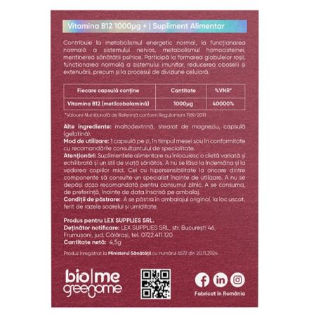 Vitamina B12, 30 capsule, Biome 717175
