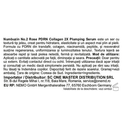 Ser cu PDRN si colagen pentru hidratare intensa si volum No.2 2X, 30 ml, Numbuzin 717321