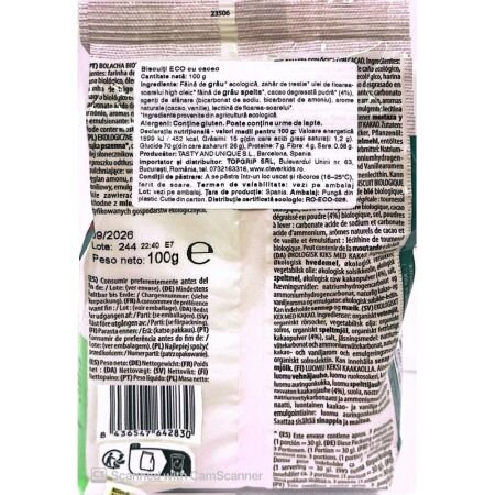 Mini biscuiti bio cu cacao, Peppa Pig, 100 g, Tasty and Unique 717391