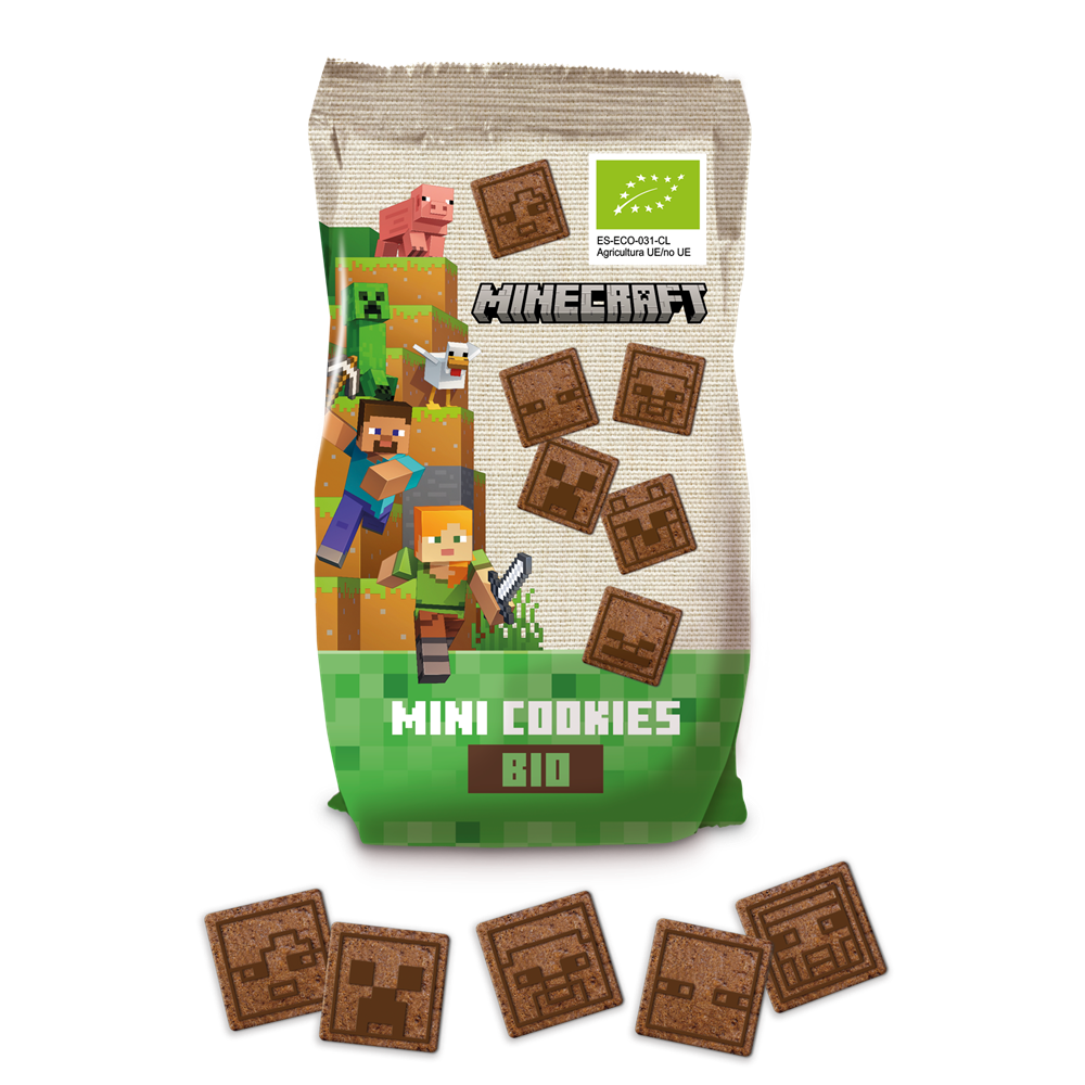 Mini biscuiti bio cu cacao, Minecarft, 100 g, Tasty and Unique