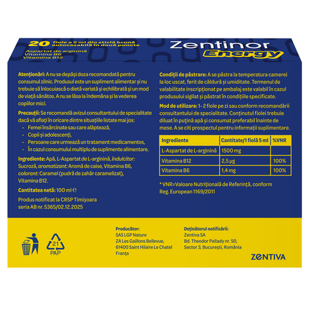 Zentinor Energy, 20 fiole, Zentiva 717940