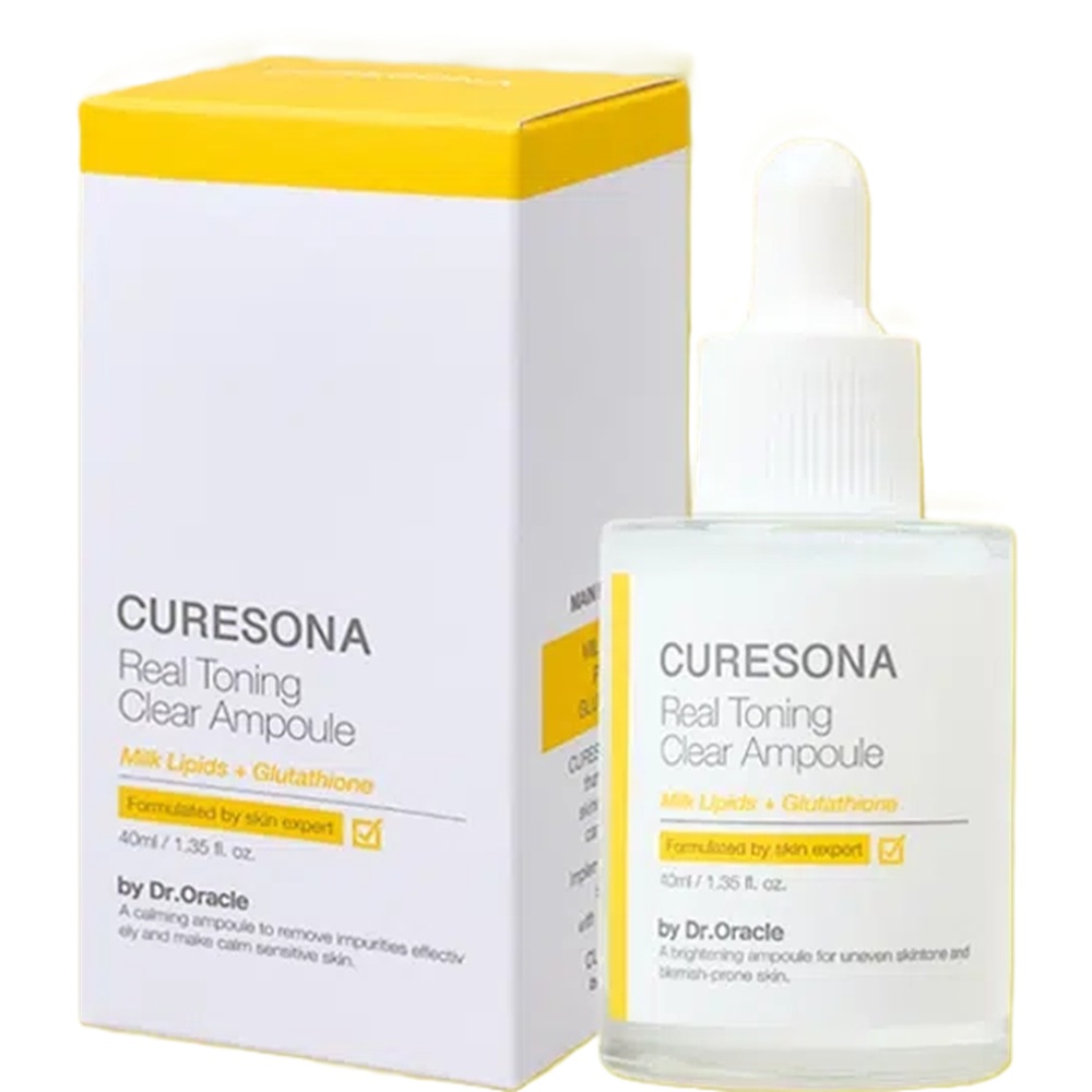 Ser cu glutathionem peptide pentru uniformizarea tenului Real Toning Clear Ampoule, 40 ml, Curesona