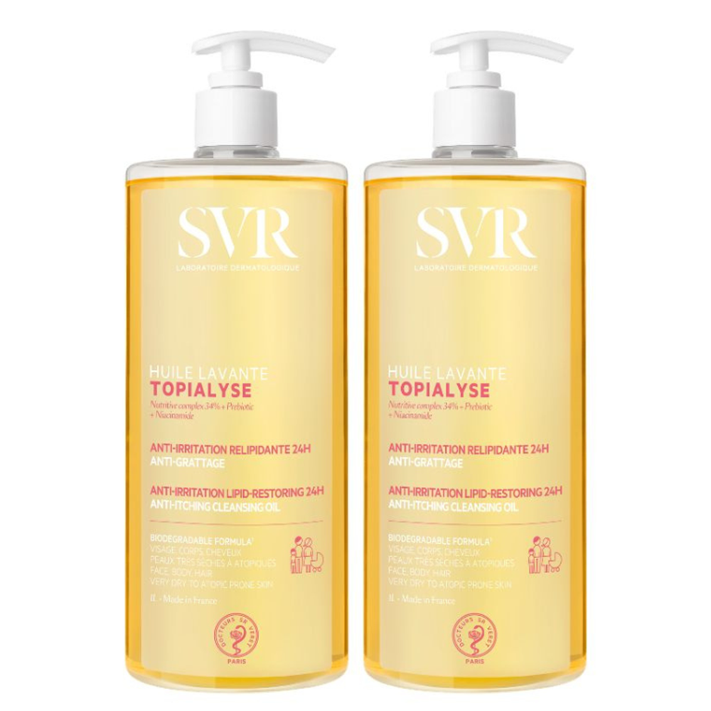 Pachet Ulei lavant pentru piele uscata si sensibila Topialyse, 2x1000 ml, Svr