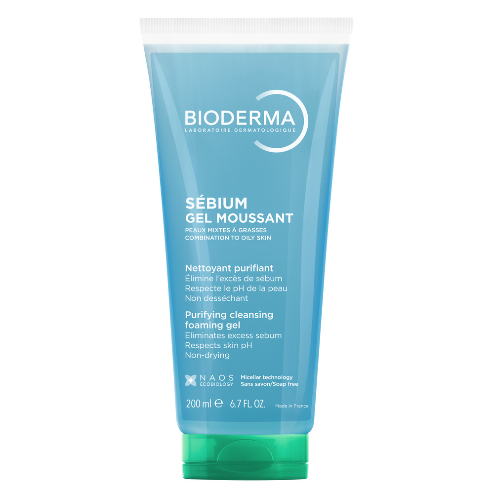 Gel spumant pentru ten mixt si gras Sebium, 200 ml, Bioderma