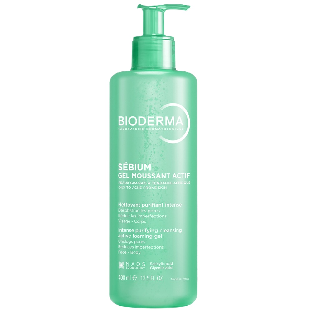 Gel spumant activ pentru piele mixta, grasa si predispusa la acnee Sebium, 400 ml, Bioderma
