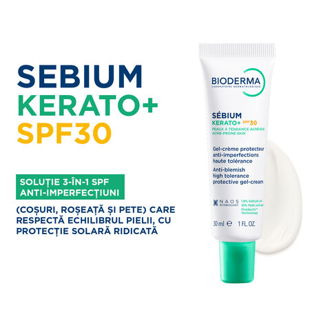 Crema anti-imperfectiuni cu SFP 30 Sebium Kerato+, 30 ml, Bioderma 718388