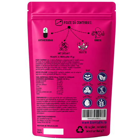 Merisoare pulbere, 125 g, Biovitalis 718437