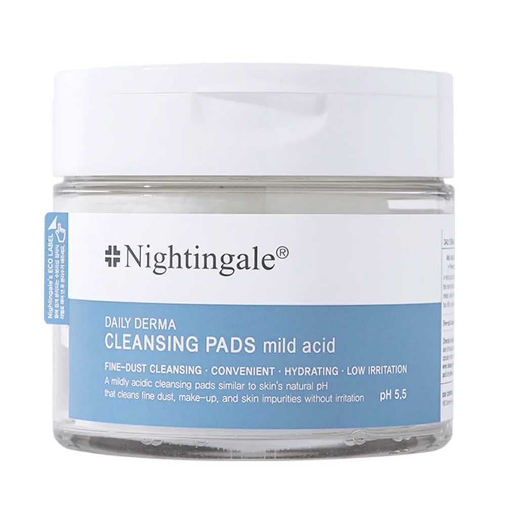 Dischete pentru curatarea tenului cu efect hidratant, pH 5.5, Daily Derma, 70 bucati, Nightingale